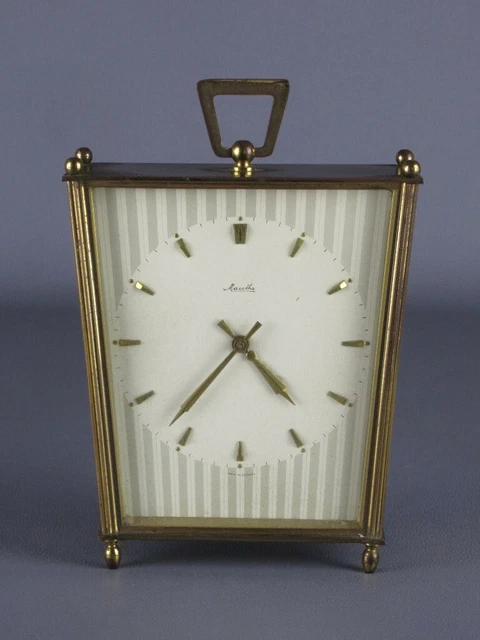 Vintage Orologio Meccanico Da Tavolo In Ottone Design Tedesco 1950