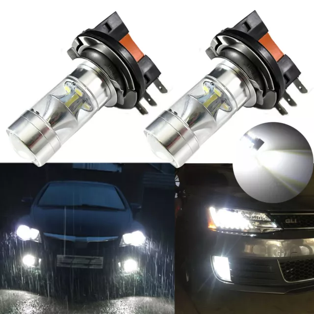 H15 100W Xenon White LED Bulbs DRL Daytime Lights For Audi BMW Mercedes Benz VW