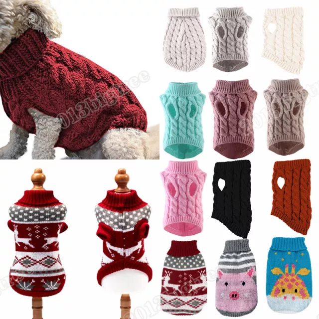 Knitted Dog Sweater Chihuahua Clothes Winter Knitwear Pet Cat Puppy Jumper Vest