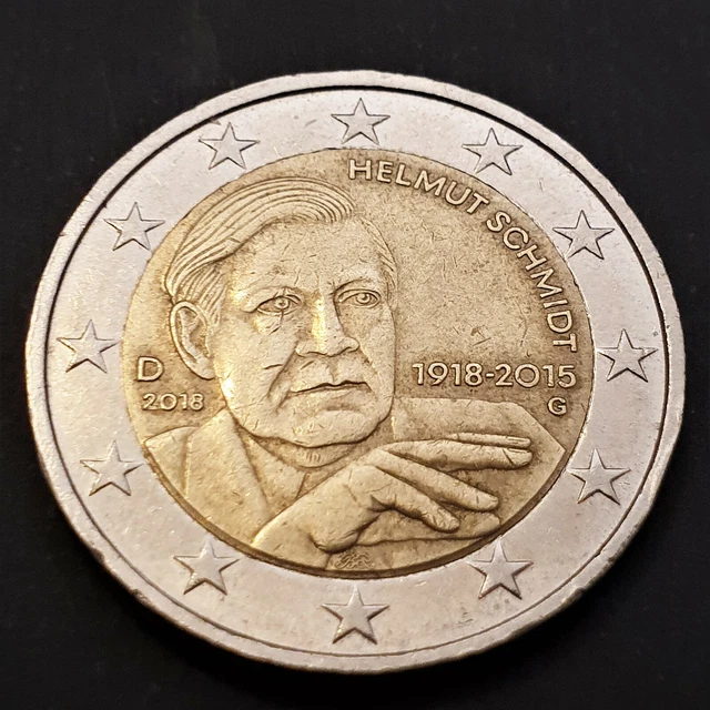 2 Euro 2018 (F) - 100 De Ani De La Nașterea Lui Helmut Schmidt, 2 Euro - Foto 11