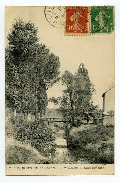 Cpa - 94 - Les Rives De La Marne - Passerelle Et Quai Schaken