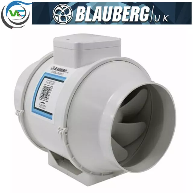 Blauberg UK Turbo E High Power In Line Mixed Flow Extractor Fan TIMER-  4" 5" 6"