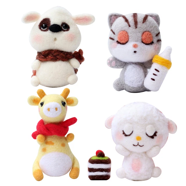 2 juegos kit de fieltro hermoso feltze animal - juego aguja decorativa - kit de fieltro - aguja