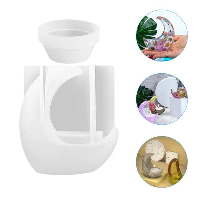 1 Set candlestick resin Silikon Kristall Epoxy Mond Förmigen Kerze Tasse Leuchte