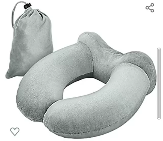 Inflatable Travel Pillow Head Cushion U Shaped Neck Rest Support Black Only Left