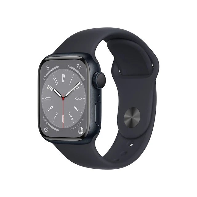 Apple Watch Series 8 41mm Mitternacht Aluminiumgehäuse mit Sportarmband, Regular