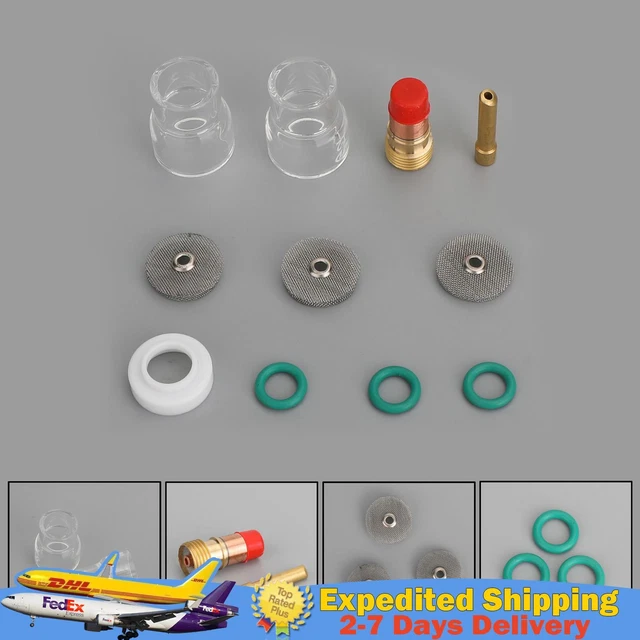 TIG Welding Torch 3/32" Gas Lens #12  Cup 2.4mm Collet Kit For WP-17 18 26