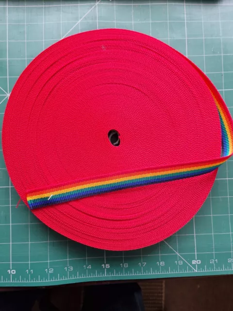 Rainbow PolyProp Webbing 25mm Wide Upholstery Sewing Sold By The Metre or more