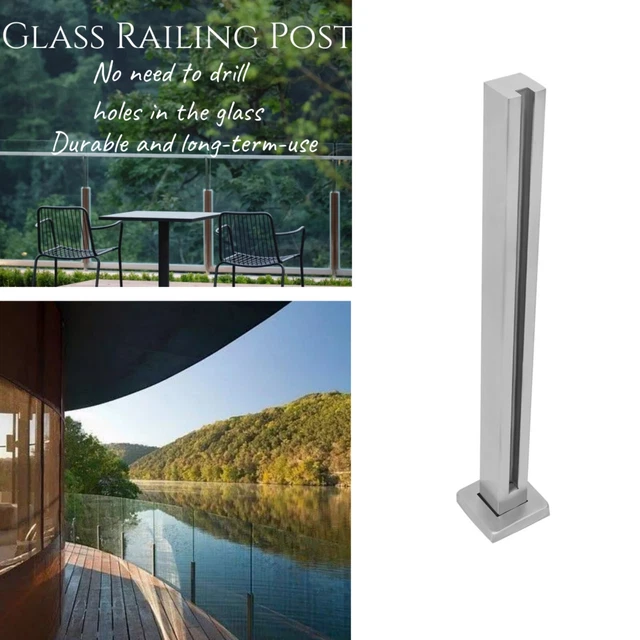 Glass Railing Post 35.8”,End Post Balustrade for Balcony Deck Stairs Stainless