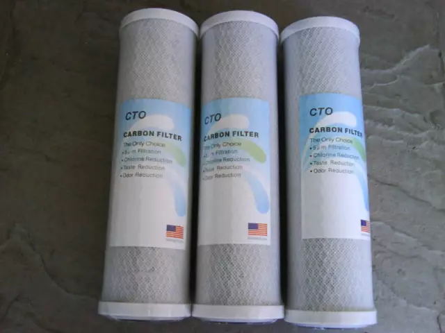 L19 3 x REVERSE OSMOSIS CTO BLOCK  CARBON FILTERS RO, KOI, WINDOW CLEANING, FISH