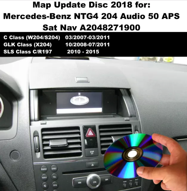Disco Aggiornamento Mappe 2018 per Mercedes C, Classe GLK NTG4 204 Audio 50 APS Navigazione Sat