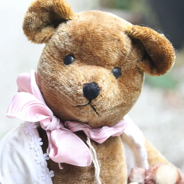 Peluche doudou ours Châtain doré ultra doux style rétro vintage