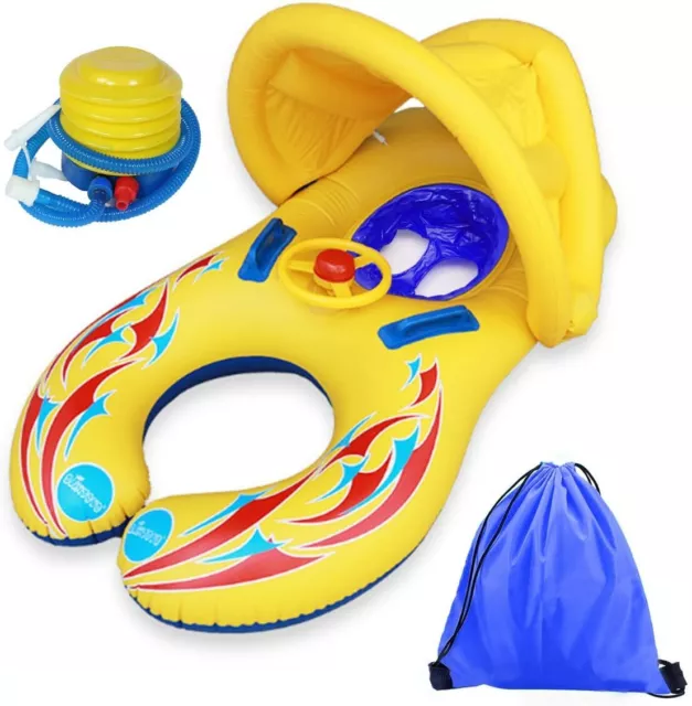 Baby Pool Float Inflatable Mother Baby Swim Ring Parent Child Sound Wheel Toy