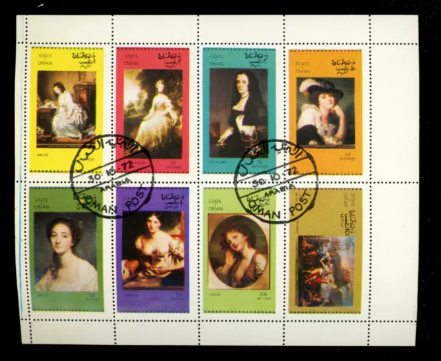 1972 "State of Oman" mini-sheet stamps: Painting:s, Air Mail CTO  Cinderellas