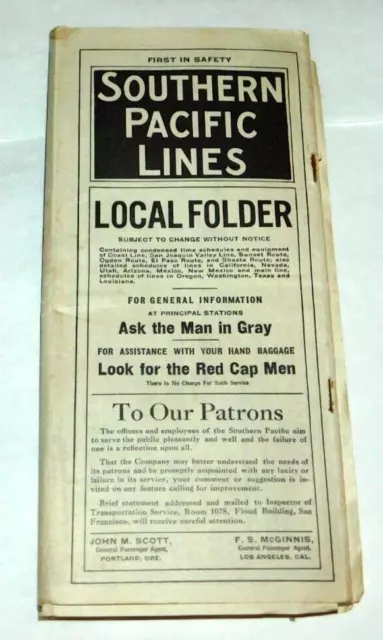 1916 Southern Pacific Lines Railroad Timetable