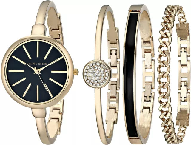 Anne Klein Women's Bangle Watch and Swarovski Crystal Bracelet Sets