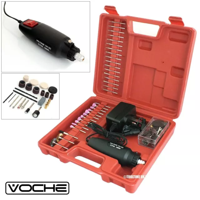 Mini Rotary Drill 60pc 240V Grinder Hobby Tool + Carry Case + Accessories Voche®