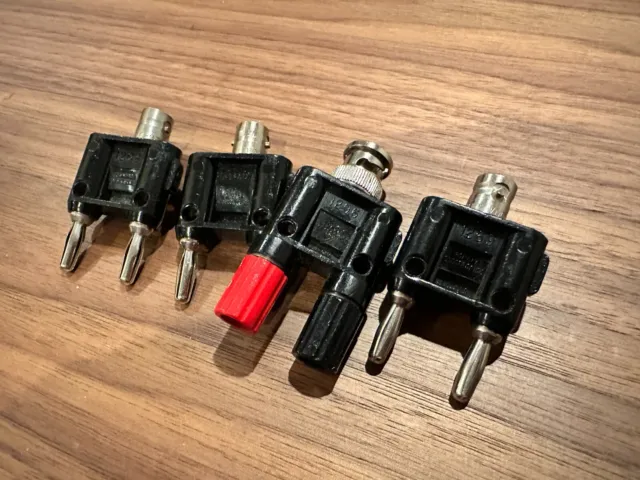 Pomona 1269 1296 Lot of 4 Dual Banana to bnc Jack Adapters Connector Female Male