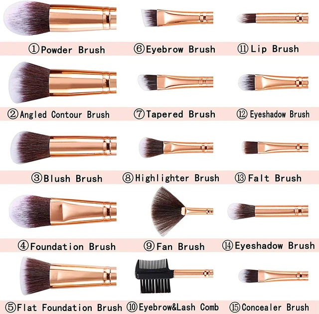 Pennelli Make up FILY  15 Pezzi Set Di Pennelli per Trucco in Marmo Premium Sint 2