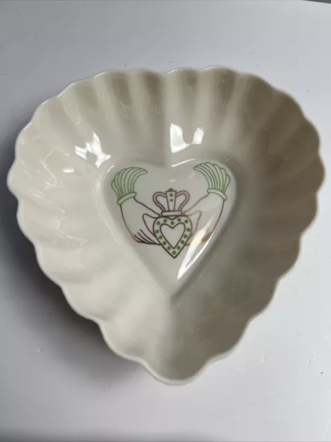 Vintage Belleek Gold Claddagh Heart-shaped Bowl/dish