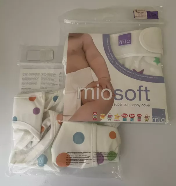 LOT OF 2 Miosoft Nappy Covers DIAPER COVER SIZE 27-34 Lbs Polka Dots Stars