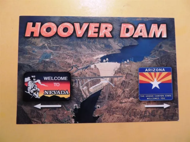 Hoover Dam & Lake Mead Nevada - Arizona vintage postcard aerial view