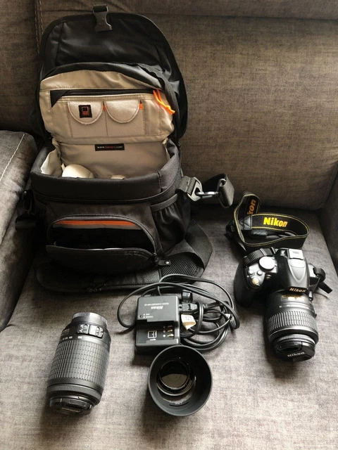 Nikon D3000 10.2MP Digital SLR Camera w/ AF-S DX VR Nikkor 18-55mm & 55-200mm