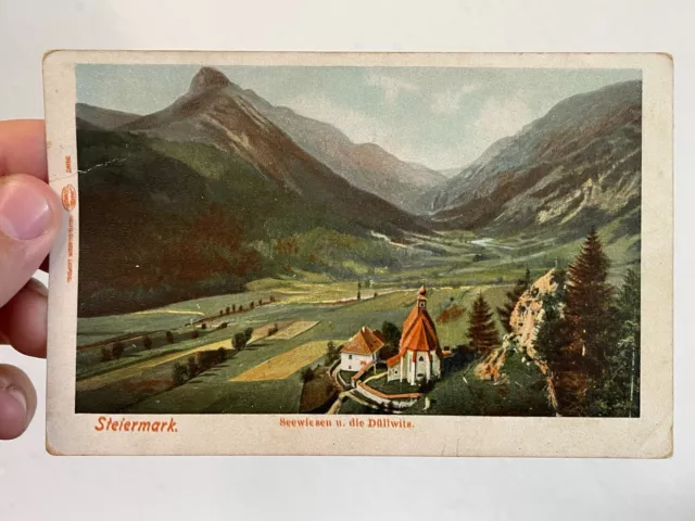 AK postkarte 1898 Steiermark Seewiesen u. die Düllwitz koloriert fehl druck