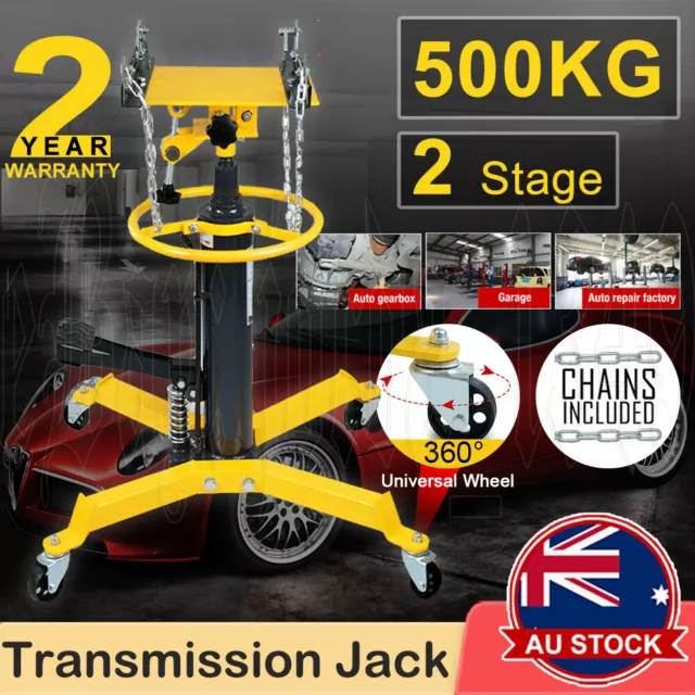 360° Hydraulic Transmission Jack Stand 500kg 2 Stage Gearbox Lifter Hoist 0.5Ton