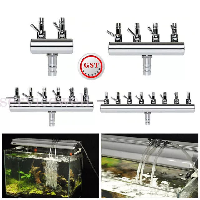 Air Flow Line Stainless Steel Control Valve Aquarium Pump Splitter 2/4/6/8 Way 2