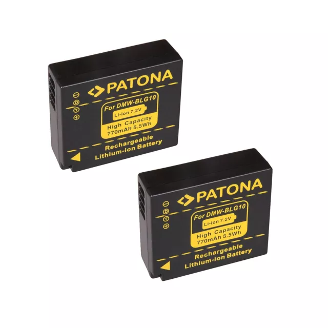 2x Patona Akku für Panasonic Lumix DC-TZ91, DMC-TZ81, DMC-TZ101 - DMW-BLG10-E