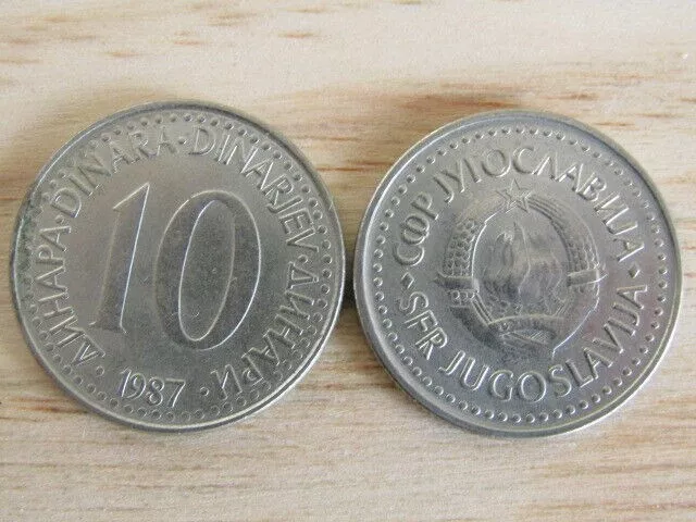 Yugoslavia 10 Ten Dinara Coin 1987 Dinarjev Jugoslavija Collectible Dinar