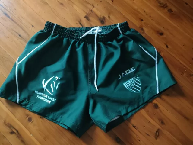 RANDWICK WARRIORS Footy Shorts Mens Rugby Medium Elastic Waist Union Jade VGC