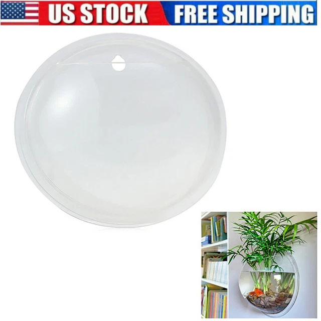 Clear Wall Mounted Fish Bowl Aquarium fits Plant Flower Tank for Beta Goldfish