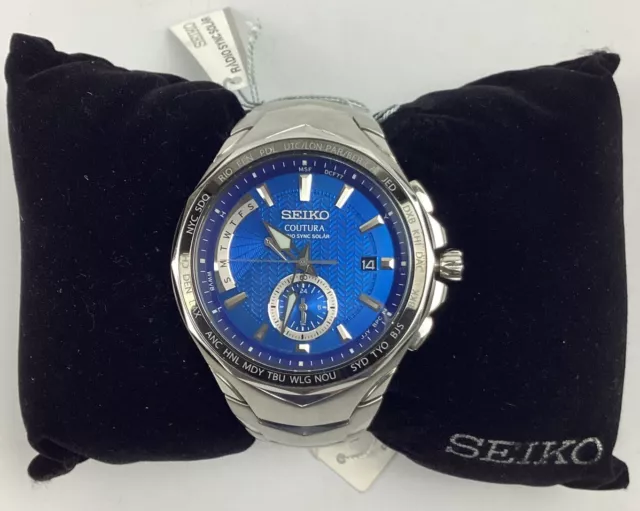 SEIKO Men's Coutura SSG019 Blue Watch Solar Chronograph