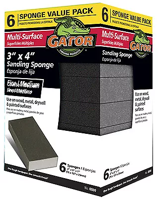 Gator 4200 Sanding Sponge, Medium/Coarse, 3 x 4-In., 6-Pk. - Quantity 1