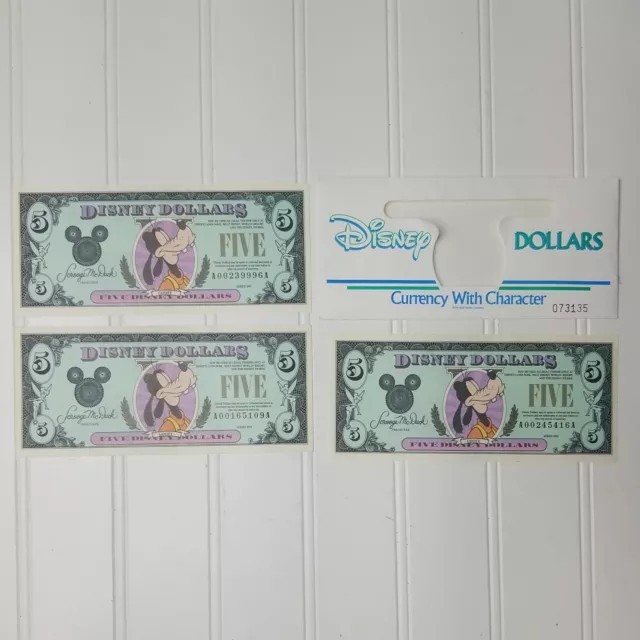 1990 $5 Disney Dollars Goofy Series AA Envelope