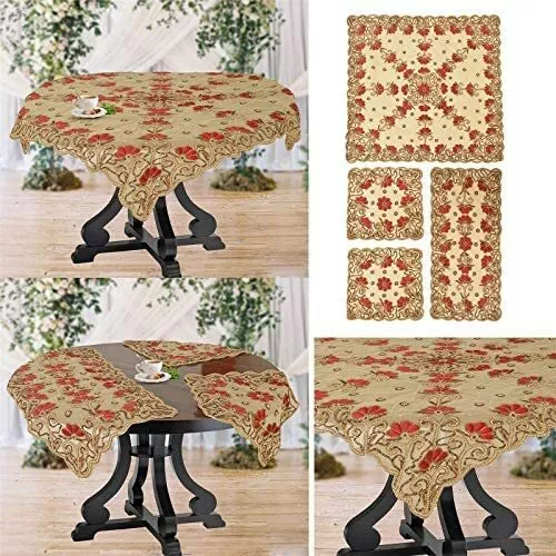 Beaded Tablecloth India Handcrafted Elegant Designer Table Linen Set 4 pcs 2