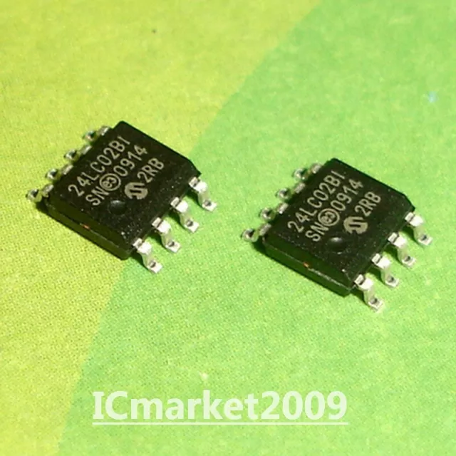 10 PCS 24LC02B-I/SN SOP-8 24LC02BI 24LC02 2K 2-Wire CMOS Serial EEPROM Chip IC