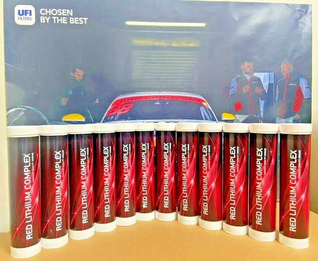 RED LITHIUM COMPLEX EP2 Grease 400g x 12 Cartridges FREE NEXT DAY