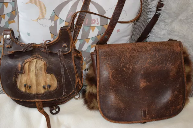 2X alte  Jagdtaschen Leder