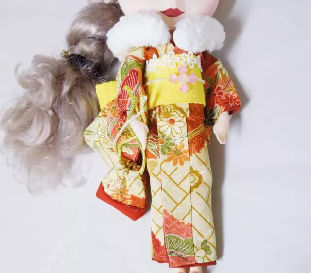 Conjunto de 5 piezas de kimono japonés Neo Blythe ropa hecha a mano Obi 2