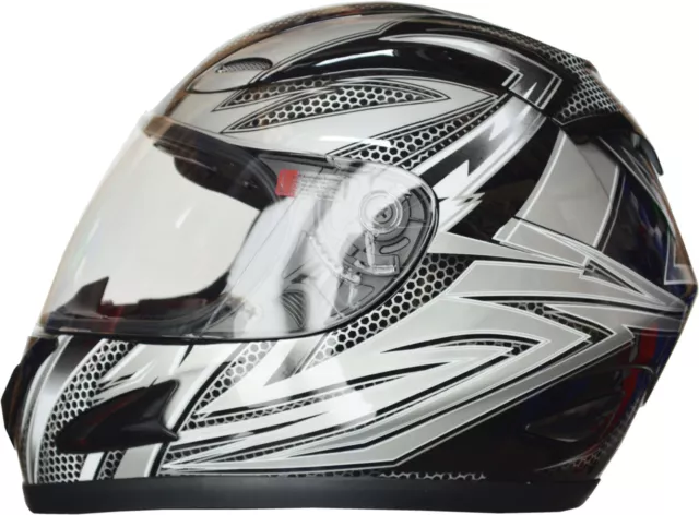 NEW FULL FACE MOTORCYCLE HELMET ADULT MEDIUM SILVER 5 tick approved FULL