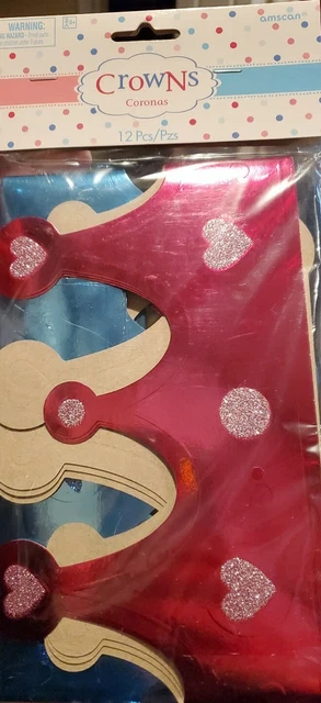 Gender Reveal CROWNS - 6 Blue for Boy & 6 Pink for Girl - New in sealed Pkg