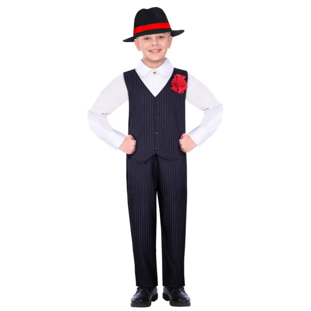 KIDS GANGSTER BOY Pinstripe Costume 1920s Mafia Mobster Book Week Fancy ...