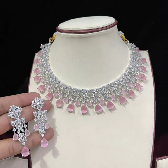 Neuf Desiner Ad Zircone Indien Bollywood Mariage Fête Collier Ensemble Femme J55