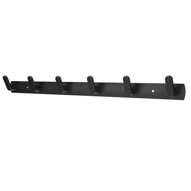 Coat Rack Wall Mount Aluminum Alloy Coat Rack Coat Hooks With 6 Hooks (Black )