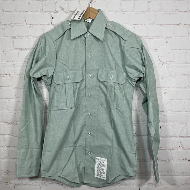 US Army Shirt Mens Size 13.5 Green Long Sleeve Dress Uniform Military Issue NWT