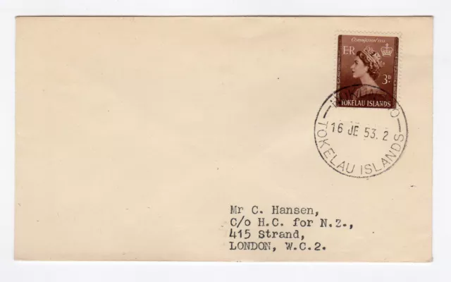 Tokelau Islands 1953 timbres sur lettre pour London /L5089
