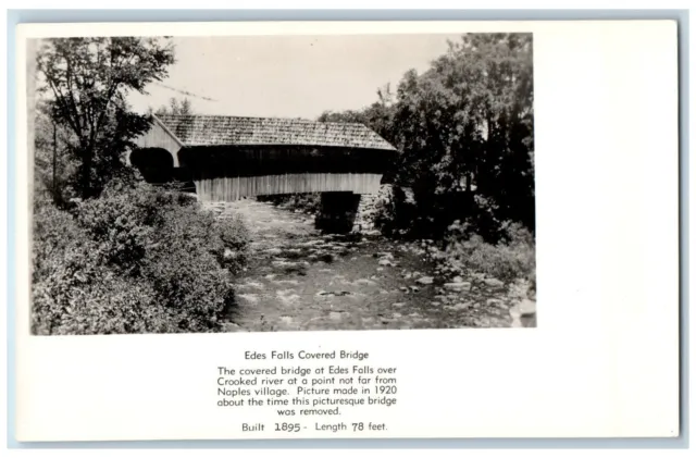 Maine ME Postcard RPPC Photo Edes Falls Covered Bridge c1950's Posted Vintage